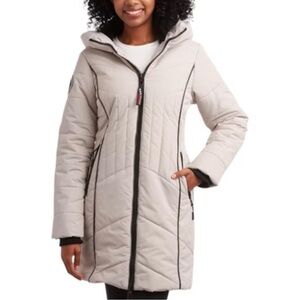 CANADA WEATHER GEAR Women's Puffer Jacket with Hood and Faux Fur Trim